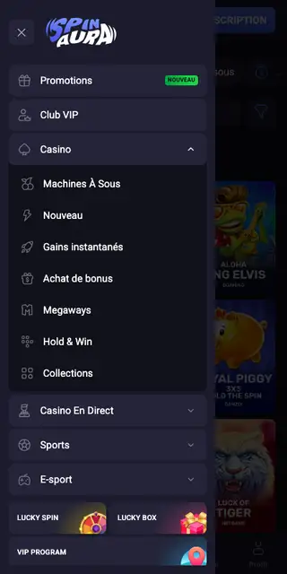Menu de navigation mobile
