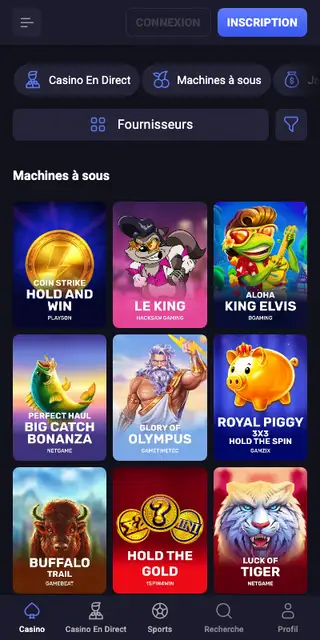 Catalogue de jeux mobile